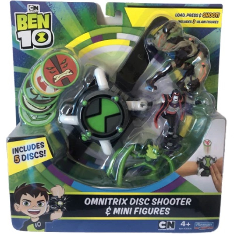 Ben 10 - Ceas Omnitrix cu lansator de discuri si 3 figurine