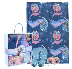 Set cadou Elsa Frozen Disney - paturica, sosete si masca pentru ochi