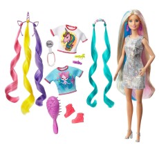 Papusa Barbie cu accesorii fashion si par fantastic