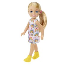Papusa Barbie - Papusica Chelsea blonda cu rochita curcubeu