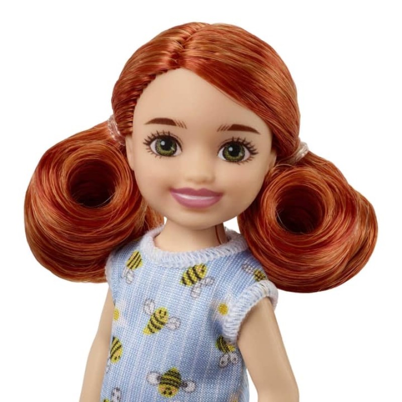 Papusa Barbie - Papusica Chelsea roscata cu rochita albinute