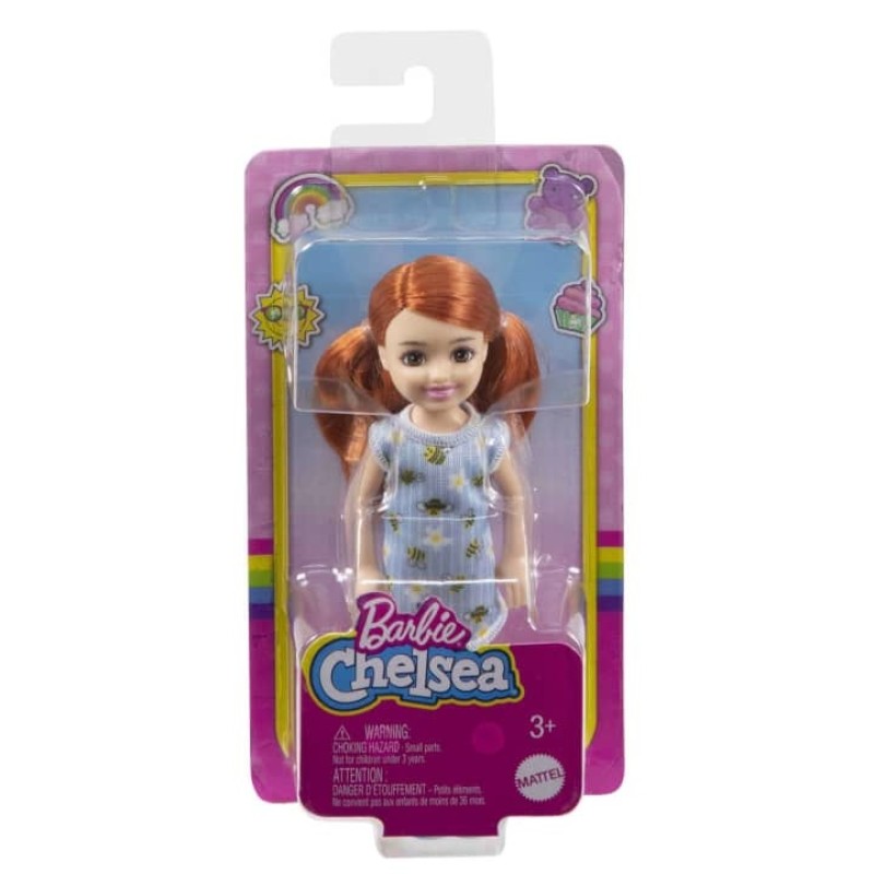 Papusa Barbie - Papusica Chelsea roscata cu rochita albinute