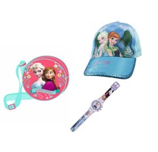Set accesorii fashion pentru vara Frozen Disney (gentuta, sapca, ceas de mana)
