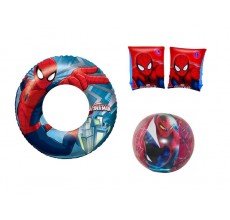 Set complet pentru plaja Spiderman (colac, aripioare, minge)