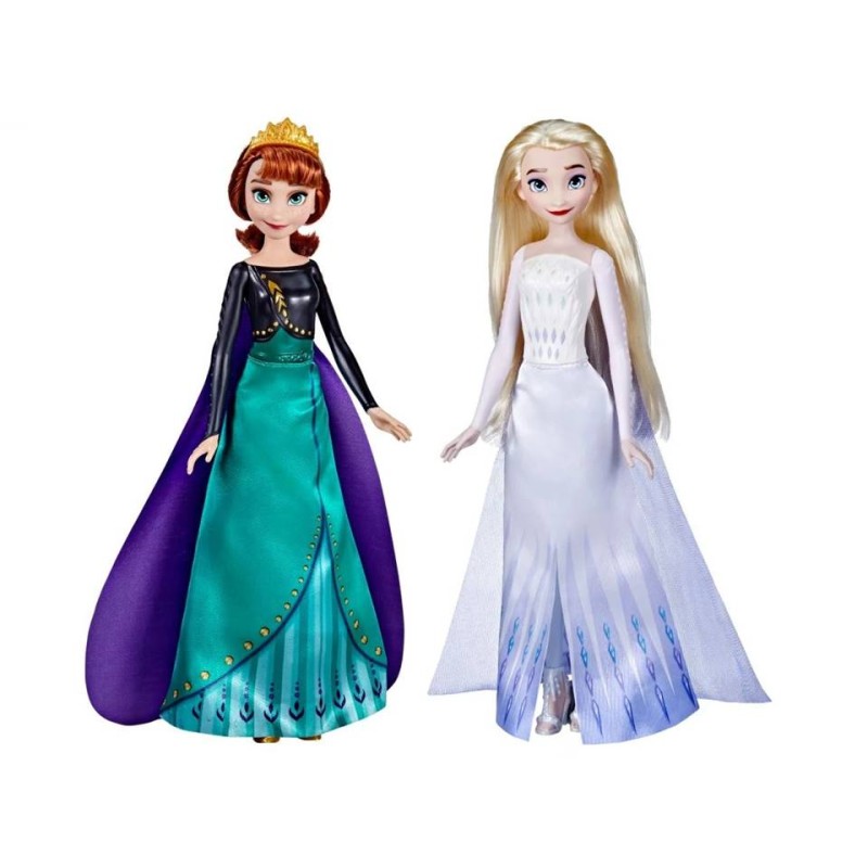 Set - Papusa Elsa si Anna Frozen Disney cu rochite stralucitoare